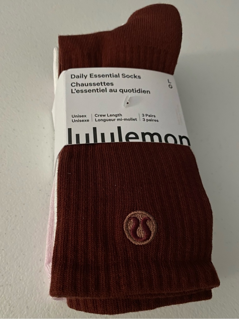 Lululemon - Daily Essentials Socks - Crew Length - 3 Pack - Size L - NWT